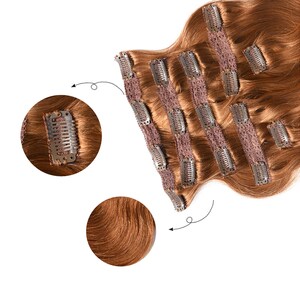 Copper Red Hair Extensions Body Wave Human Hair Clip ins 120 Gram Hair Weight 7 Pieces 16 Clips-Accept Private Customization image 3