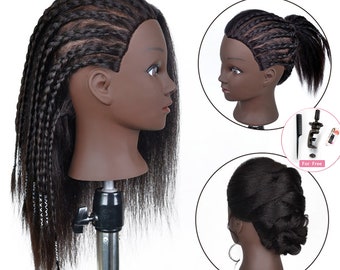  FRCOLOR Practice Training Head, 26 Inches 50% Real Human Hair  Hairdressing Training Head Manikin Doll Head with Clamp Stand Practice  Mannequin & Hair Styling Braid Set Hair Styling Tool 