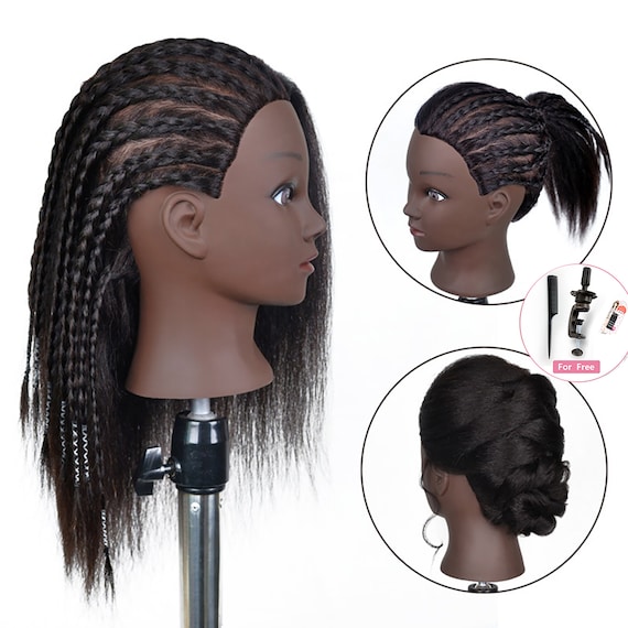 Afro Mannequin Head Real Human Hair Hairdressing Head African Salon  Traininghead Manikin Cosmetology Doll For Braiding