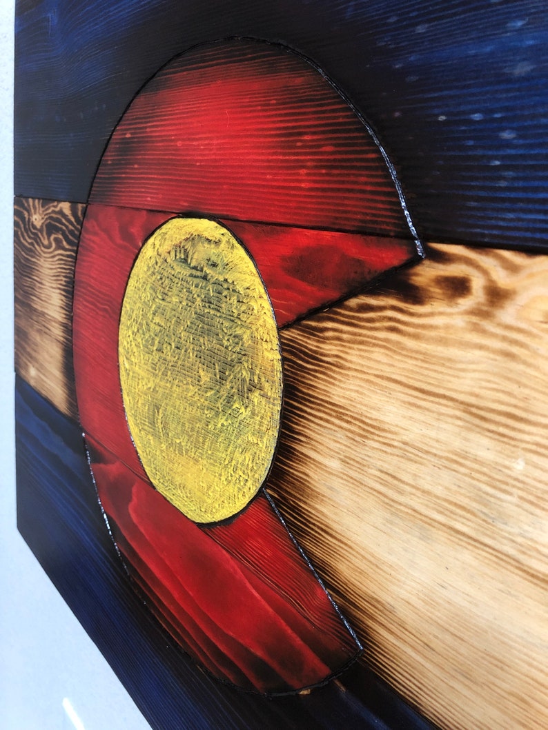 Handcarved Wood Colorado State Flag Wall Art Décor Rustic Etsy