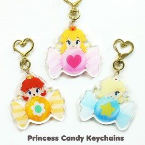 Princess Peach Daisy Rosalina Candy Acrylic Keychains Double-Sided image 1