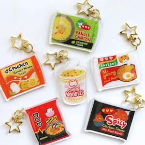 Instant Ramen & Ramyun Noodles Acrylic Keychains (Double-Sided)