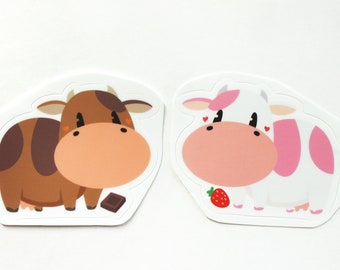 Strawberry Cow & Chocolate Cow Sticker Singles