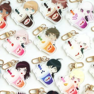 Dangan Drinks DR1 DR2 DRV3 Character Chibi Keychains (Double-Sided)