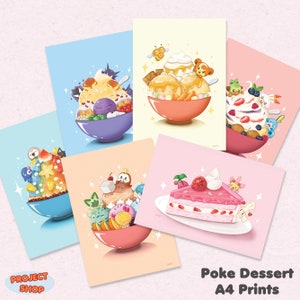 Pocket Monsters Dessert Ice Cream A4 Size Prints