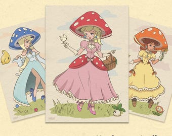 Mushroom Princess Ladies Peach Daisy Rosalina A4 Size Prints