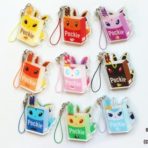 Eevee Pocky Acrylic Charm Keychains (Single-Sided / Double-Sided)