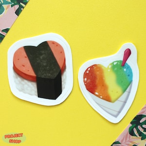 Hawaii Heart Musubi & Shave Ice Vinyl Stickers