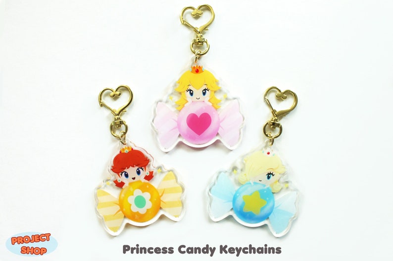 Princess Peach Daisy Rosalina Candy Acrylic Keychains Double-Sided image 1