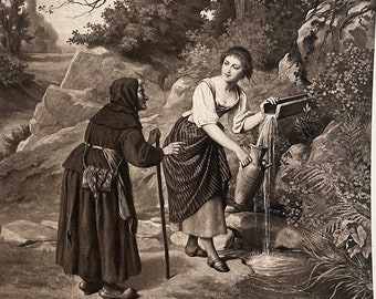 Antique A. Leloir 1880 The Fairies Print, 1800's Magazine Page Photogravure Goupil & Co, D. Appleton NY, Vintage Black and White Wall Art