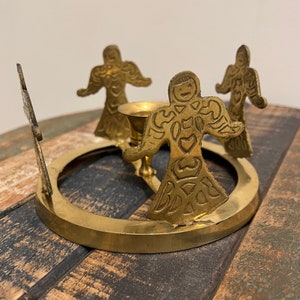 Beautiful Vintage Brass Angels Candlestick Holder, Christmas Angels Candle Holder, 4 Angels Candlestick Home Decor, Vintage Christmas Decor