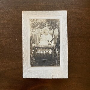 Antique Photograph of a Baby in Stroller,  early 1900&#39;s Photography, Vintage Cabinet Card, Professional Studio,  Ephemera