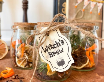 Poción de bruja para hervir a fuego lento con hierbas y especias totalmente naturales, poción de Halloween, popurrí artesanal para hervir a fuego lento, aromas otoñales, regalo para la anfitriona en una inauguración de la casa.