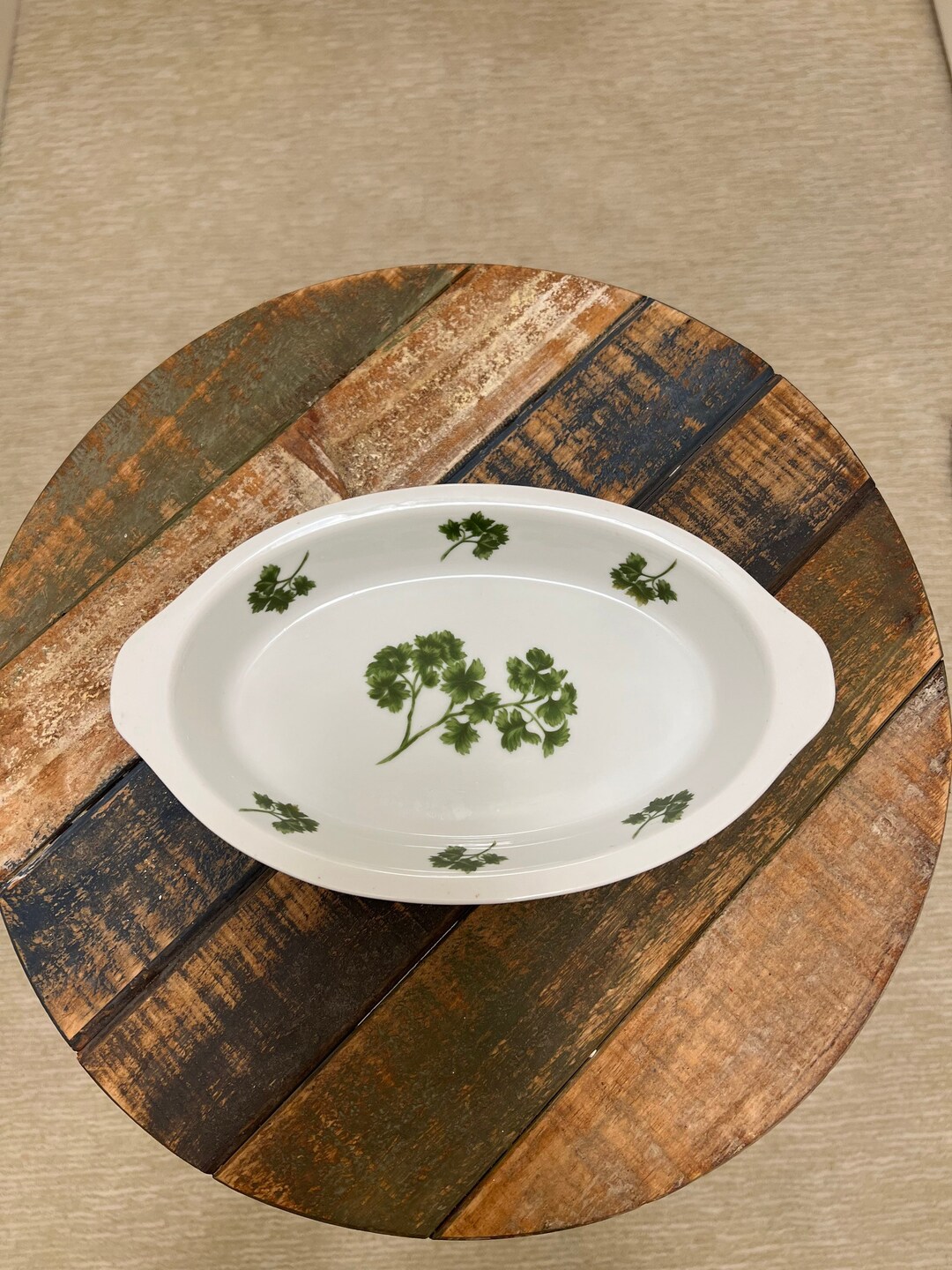 Parsley Oven to Table Casserole Dish, Vintage Cookware, Herb Lover Gift