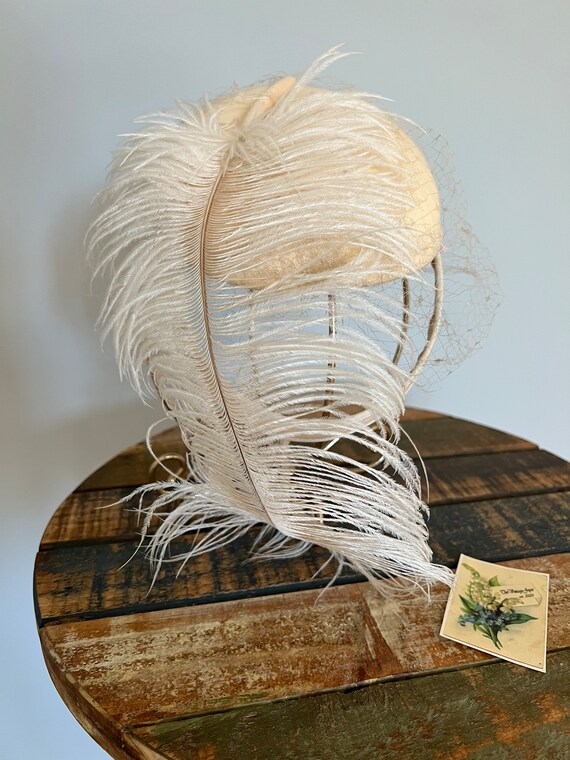 Mid Century Feather Half Hat Mid Century Feathered Hat, Vintage Feather Hat - Etsy main image 4