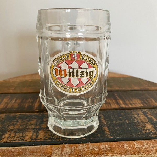 vintage Français Beer Glass Mug, Miitzig Speciale Export Biere D’Alsace, Beer Lover Gift, Man Cave Christmas, Bartender Barware Collectible