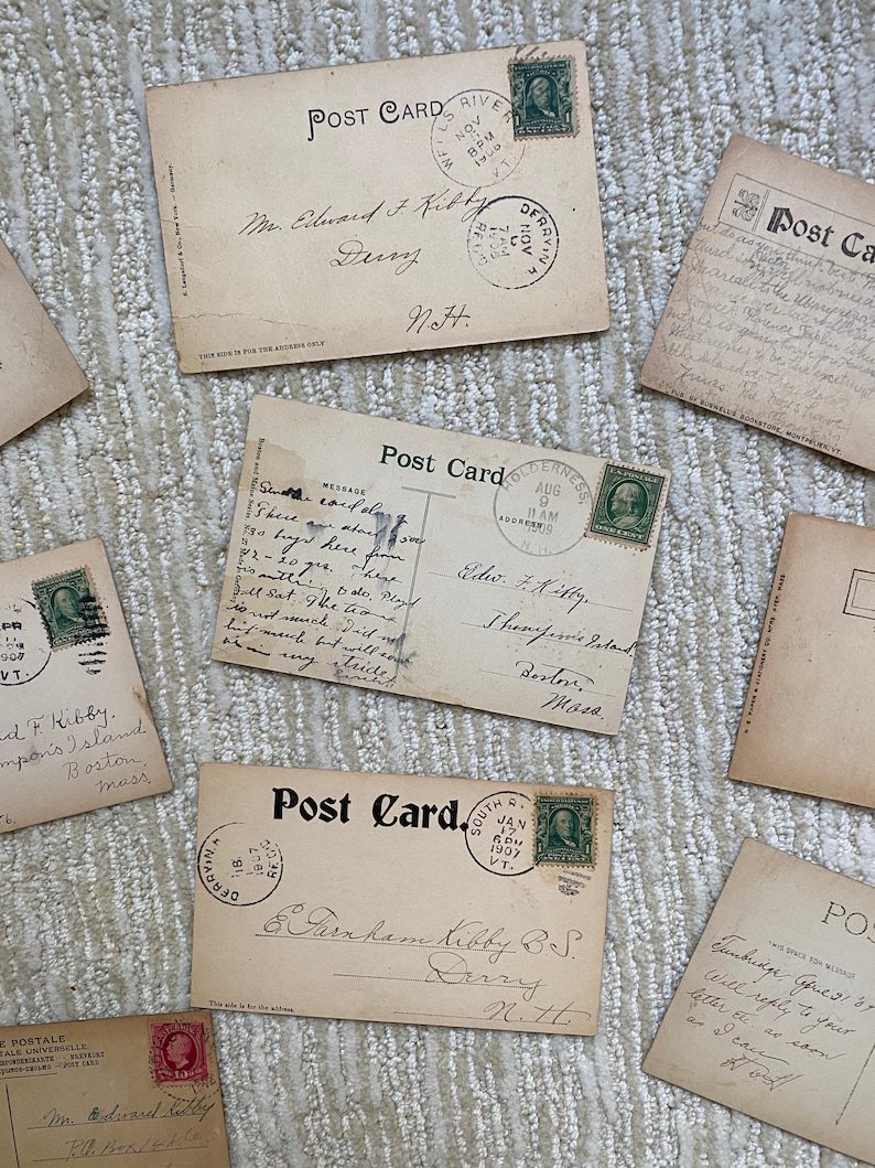 Mooie set van 9 vintage ansichtkaarten uit 1906 1909, Ephemera, antieke papieren kaarten, gebruikte ansichtkaarten, oude fotografie, verzamelaars afbeelding 4