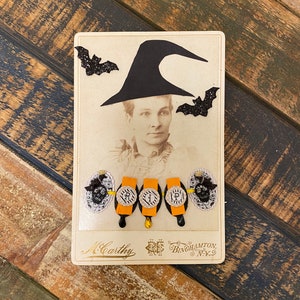 Halloween Vintage Cabinet Card Foto's, Turn of the Century Portretten, Halloween Decor, Halloween Foto's, Heks Decor, Heks Foto's