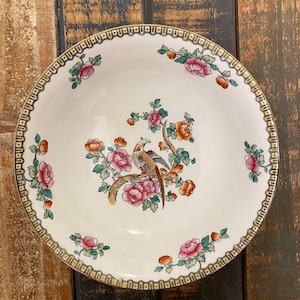 Set of 2 Stunning Early 1900&#39;s Whieldon Ware, Pheasant, Set of 2 Bowls, Made in England by F. Winkle and Co., English China, Antique Dishes