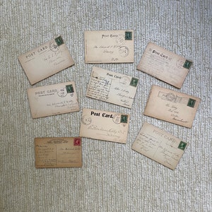 Mooie set van 9 vintage ansichtkaarten uit 1906 1909, Ephemera, antieke papieren kaarten, gebruikte ansichtkaarten, oude fotografie, verzamelaars afbeelding 2