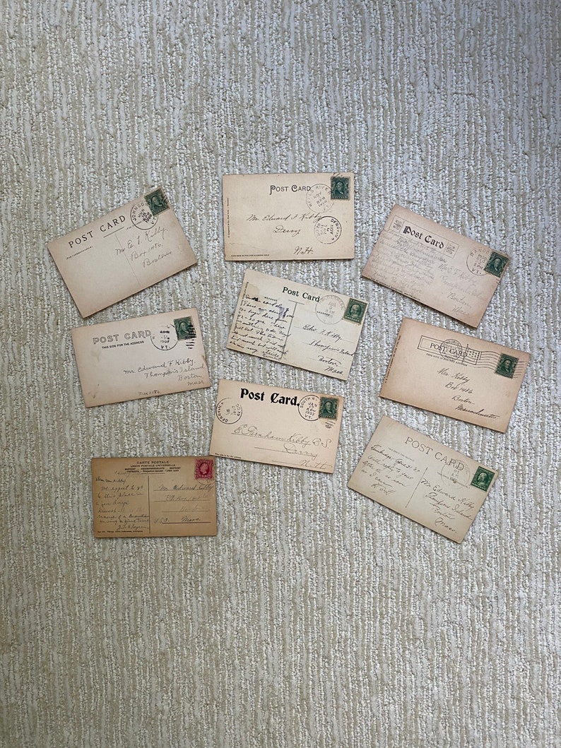 Mooie set van 9 vintage ansichtkaarten uit 1906 1909, Ephemera, antieke papieren kaarten, gebruikte ansichtkaarten, oude fotografie, verzamelaars afbeelding 2