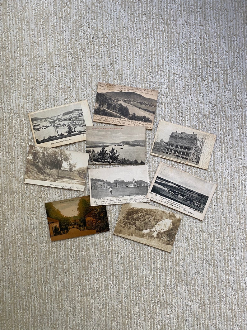 Mooie set van 9 vintage ansichtkaarten uit 1906 1909, Ephemera, antieke papieren kaarten, gebruikte ansichtkaarten, oude fotografie, verzamelaars afbeelding 1