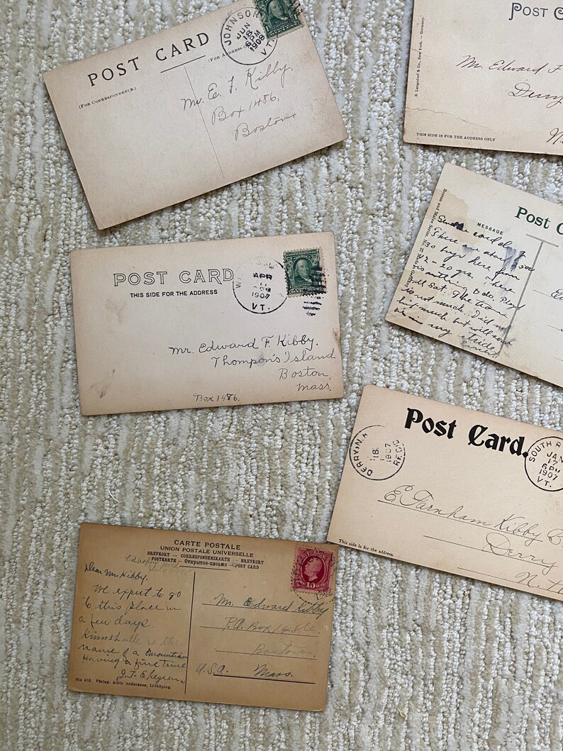 Mooie set van 9 vintage ansichtkaarten uit 1906 1909, Ephemera, antieke papieren kaarten, gebruikte ansichtkaarten, oude fotografie, verzamelaars afbeelding 6