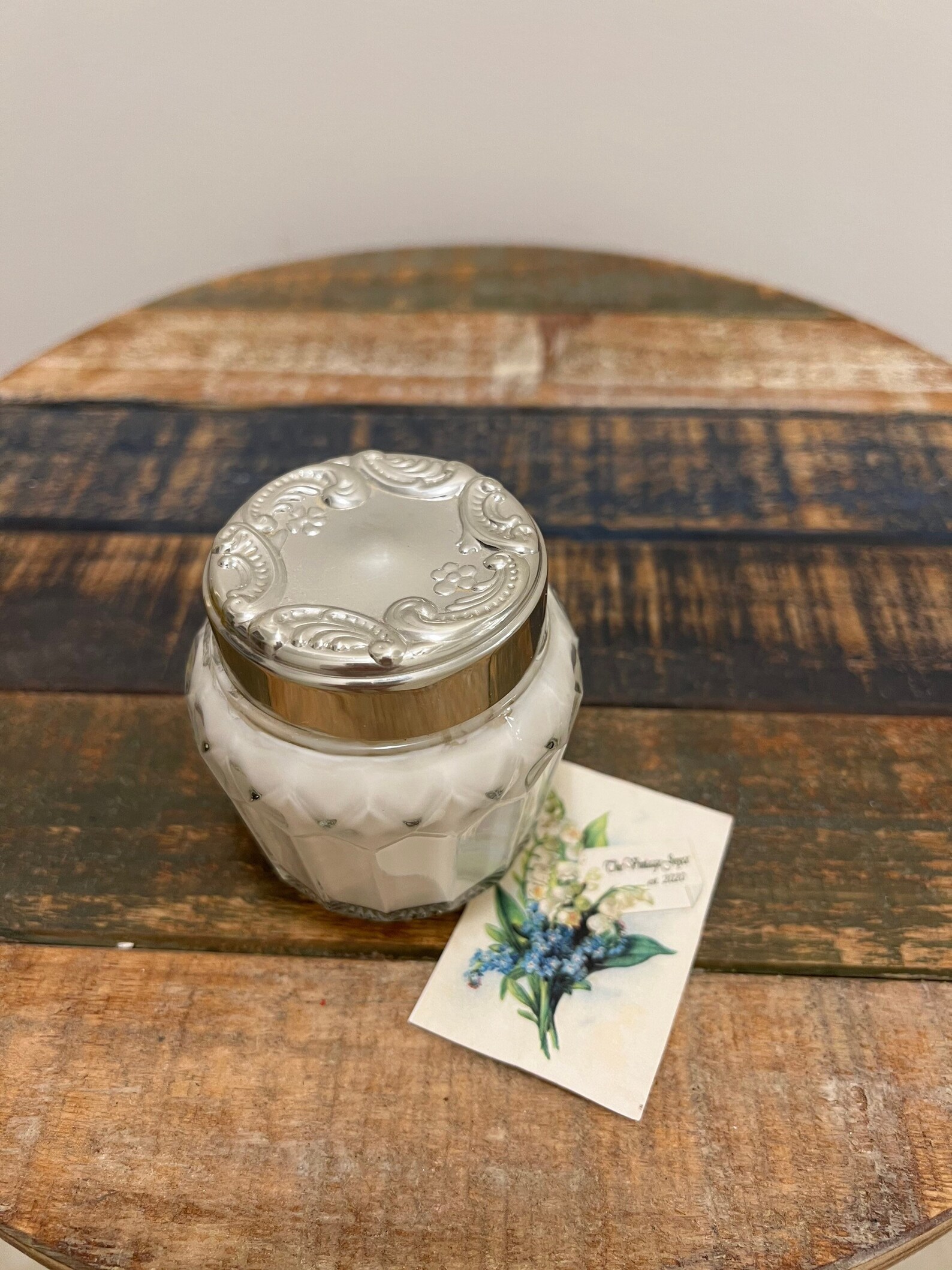 Vintage Avon Cream Jar With Floral Silver Screw on Top Glass Etsy
