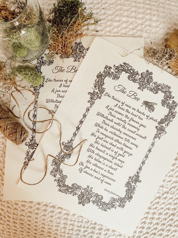 Vintage Bee Poem Print Digital Download, Farmhouse Style, Antique Decor, Rustic Country Cottage Home, Bumble Bee Theme, Beekeeper Poetry