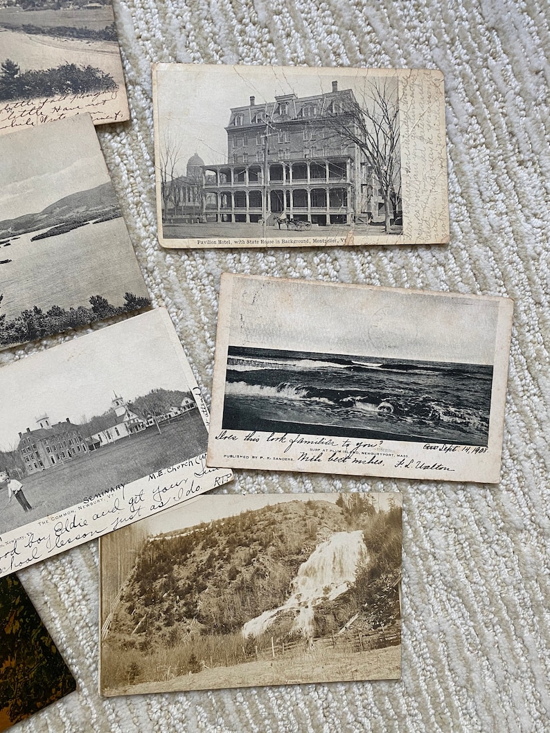 Mooie set van 9 vintage ansichtkaarten uit 1906 1909, Ephemera, antieke papieren kaarten, gebruikte ansichtkaarten, oude fotografie, verzamelaars afbeelding 5