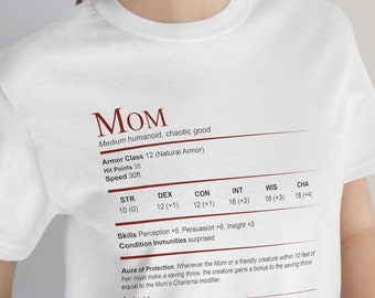 D&D Mom Stat Block Shirt | Unisex Jersey Short Sleeve Tee
