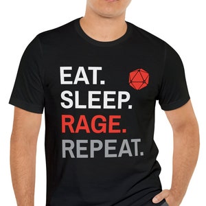 DnD Barbarian Shirt | Eat Sleep Rage Repeat Shirt | Dungeons and Dragons Unisex Tshirt