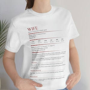 D&D Wife Stat Block Shirt | Dungeons and Dragons Short-Sleeve Unisex T-Shirt
