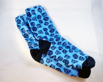 D&D Dice Pattern Blue Socks