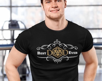 May include: Black t-shirt with a white design featuring a 20-sided die and the text "Best D20D Ever".