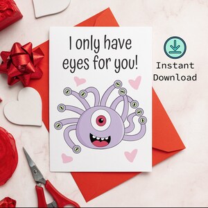 Cartão para impressão de D&D Valentine "Eu só tenho olhos para você" | Download instantâneo de Dungeons and Dragons