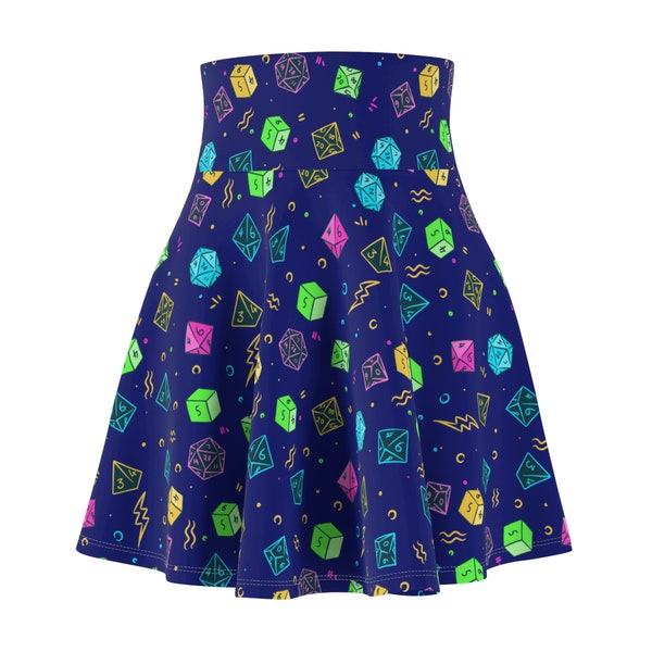 Falda skater DnD con patrón de dados / Falda de mazmorras y dragones