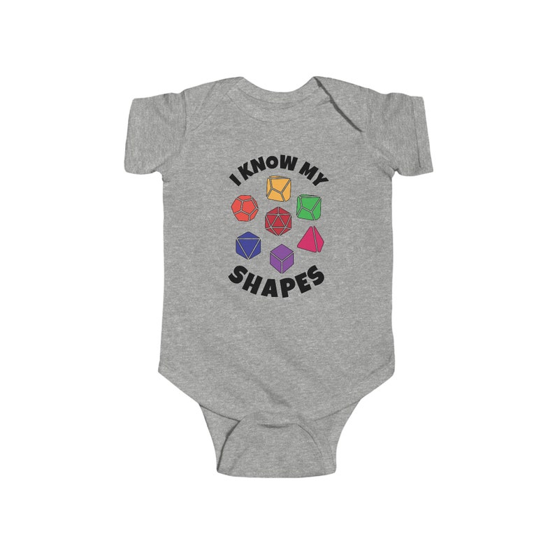 DnD Baby I Know my Shapes Bodysuit, Dungeons & Dragons Baby Clothes, DnD Baby Shower Gift, DnD Onesie Athletic Heather