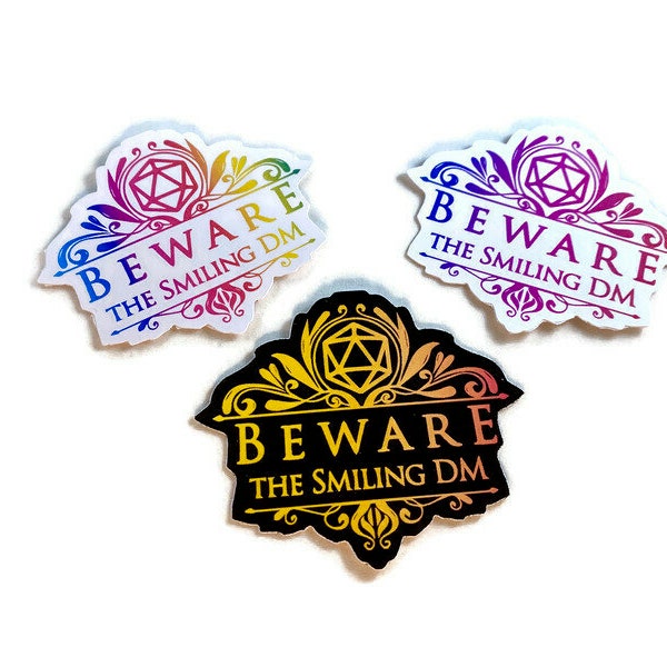 DnD DM Sticker | Beware the Smiling DM | Dungeon Master Sticker | Dungeons and Dragons Decal