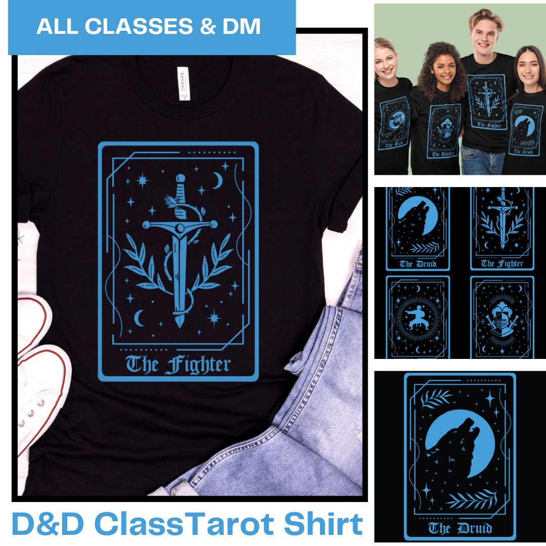 DnD Class Tarot Card T-Shirt: Dungeons and Dragons Unisex Tee