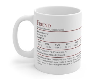 D&D Friend Stat Block Mug | Dungeons and Dragons Gift