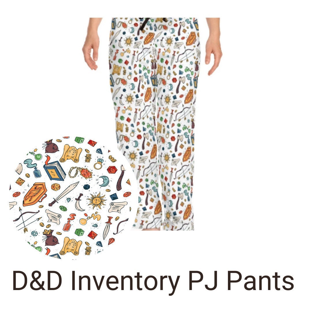 All Over Print Dungeons and Dragons Kleding Dameskleding Pyjamas & Badjassen Pyjamashorts & Pyjamabroeken D&D Women's Pajama Pants with Fantasy Items | 