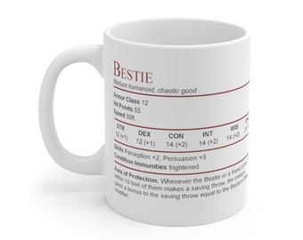 D&D Bestie Stat Block Coffee Mug: RPG Gift