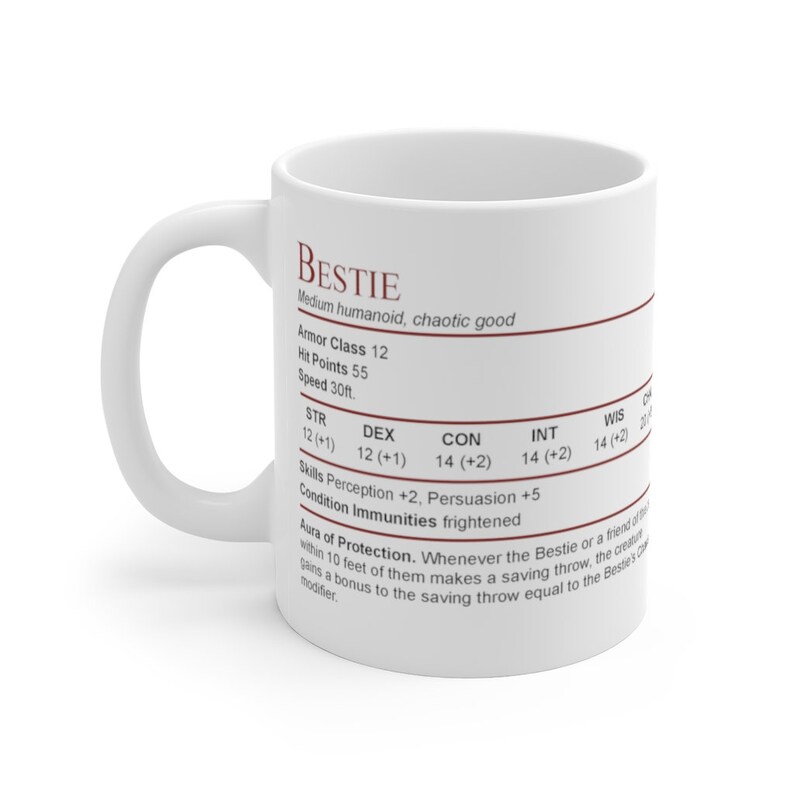 D&D Best Friend Bestie Stat Block Mug image 1