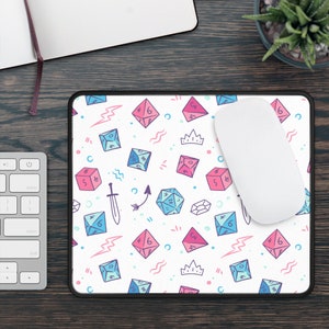DnD Dice Mouse Pad | Dungeons & Dragons Pastel Dice Pattern Mousepad