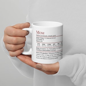 D&D Mom Stat Block Mug, DnD Mom Gift, Gift for Mother's Day, Dungeons and Dragons