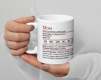 D&D Mom Stat Block Mug, DnD Mom Gift, Gift for Mother's Day, Dungeons and Dragons