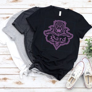 Chemise Barde D&D | T-shirt unisexe 1 couleur avec emblème de la classe Barde | Donjons et dragons