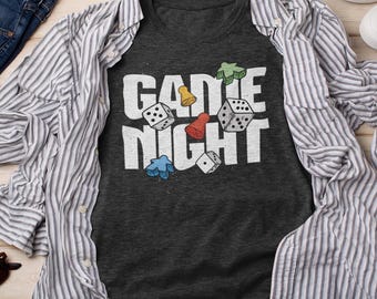 Game Night T-Shirt: Funny Dice & Meeple Tee for Board Game Lovers