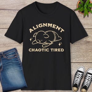 Chaotic Tired Goblin T-Shirt - Funny DnD Shirt - Chaotic Alignment - Dungeons & Dragons